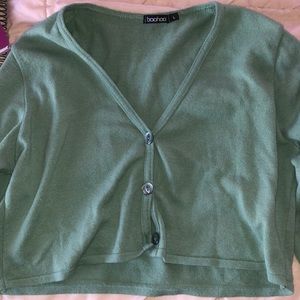 Green Cropped Cardigan